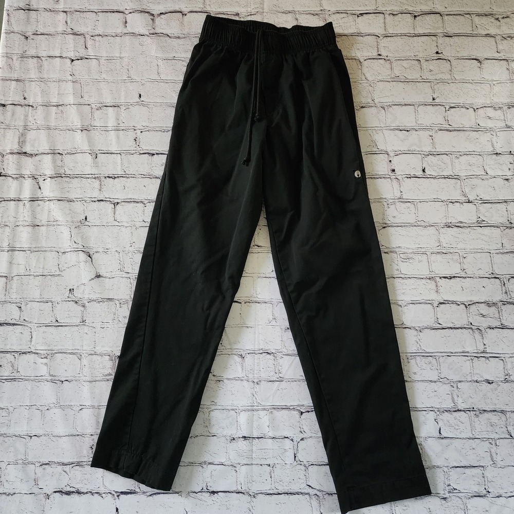 Chef Works Black Professional Cook Pants Womens XS Elastic Waist Drawstring Work